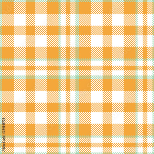 Vibrant butterscotch Seamless Tartan with Pale white accents Fabric Design