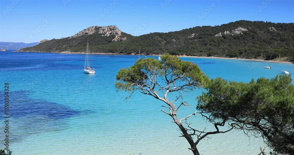 La Plage Notre Dame sous un grand ciel bleu sur Île de Porquerolles