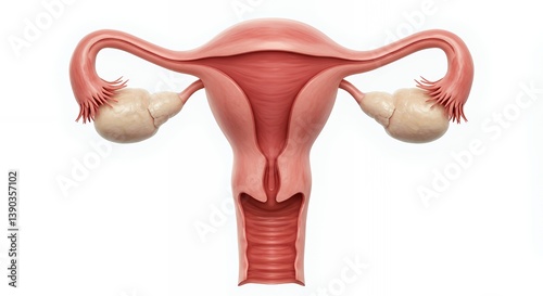 Female reproductive system detailed anatomical illustration for education