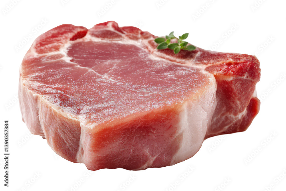 Raw pork chop with thyme on transparent background, ready to cook Raw pork chop with thyme on transparent background, ready to cook