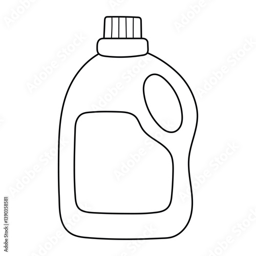 Detergent bottle vector illustration. Hand-drawn doodle cleaning container. Black line art isolated on white background.