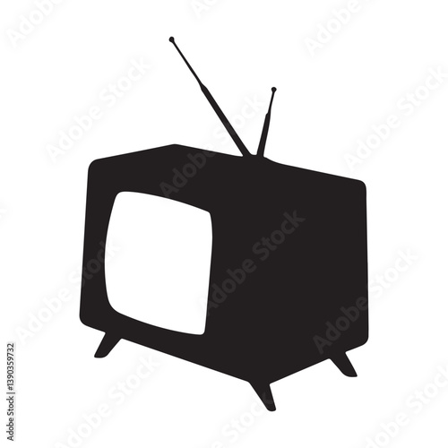 Old tv vector silhouette isolated on white background. Old tv icon illustration design