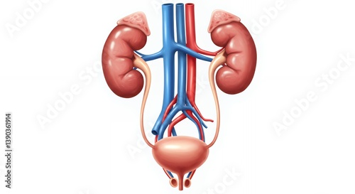 Human urinary system anatomical illustration kidneys bladder ureters