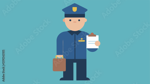 Notepad and Evidence The officer with a notepad in one hand and a piece of evidence e.g. a small evidence bag in the other noting the items details.