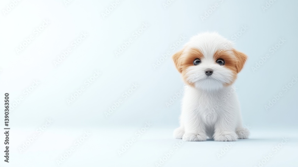 Obraz premium Adorable puppy, sitting, light background