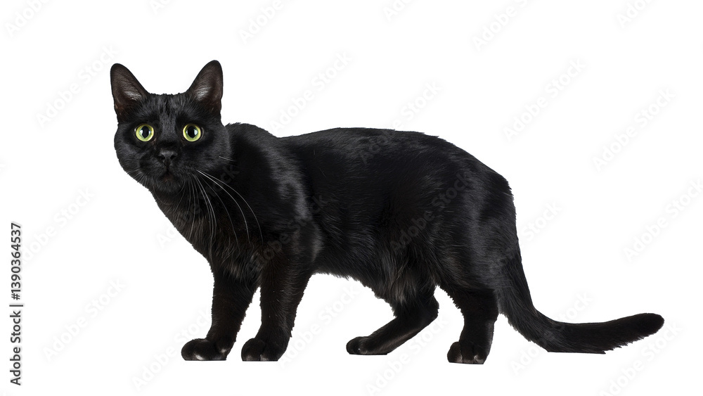 Standing Black Cat on Transparent Background