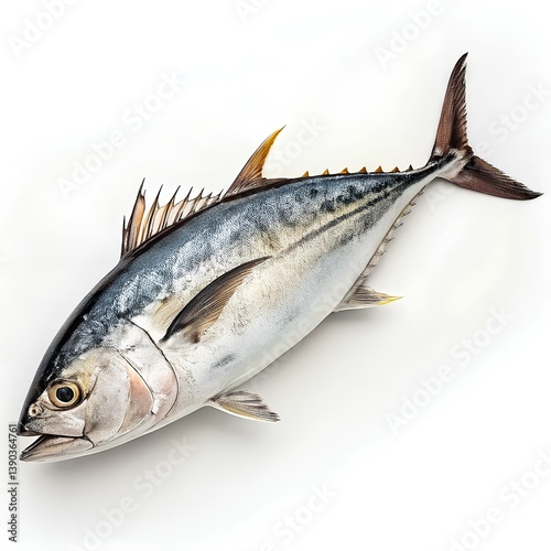Fresh fish on a white background showcasing healthy seafood like mackerel, trout, and carp photo