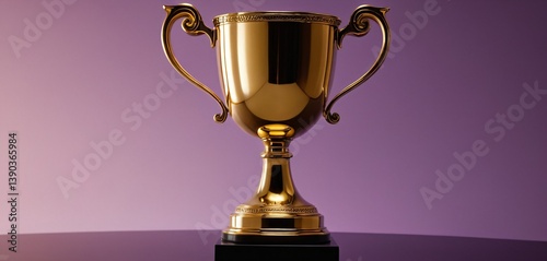 Obraz na płótnie A stunning winner’s golden trophy cup with a high-gloss finish, cut out against a soft gradient background. w salonie