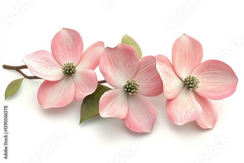 3D render of a dogwood blossom with soft petals and realistic botanical details isolated on a clean white background