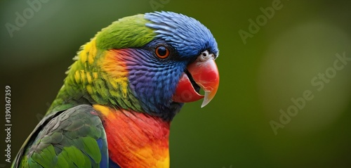 Obraz na płótnie close-up portrait of an Australian native Rainbow Lorikeet w salonie