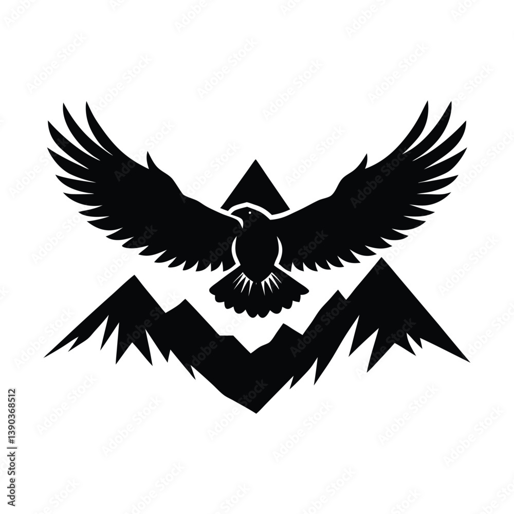 Obraz premium Eagle soaring high over mountain peaks vector illustration