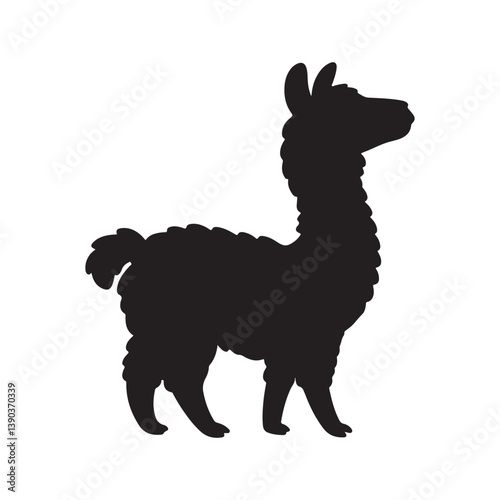 Cute alpaca silhouette vector illustration design on white background