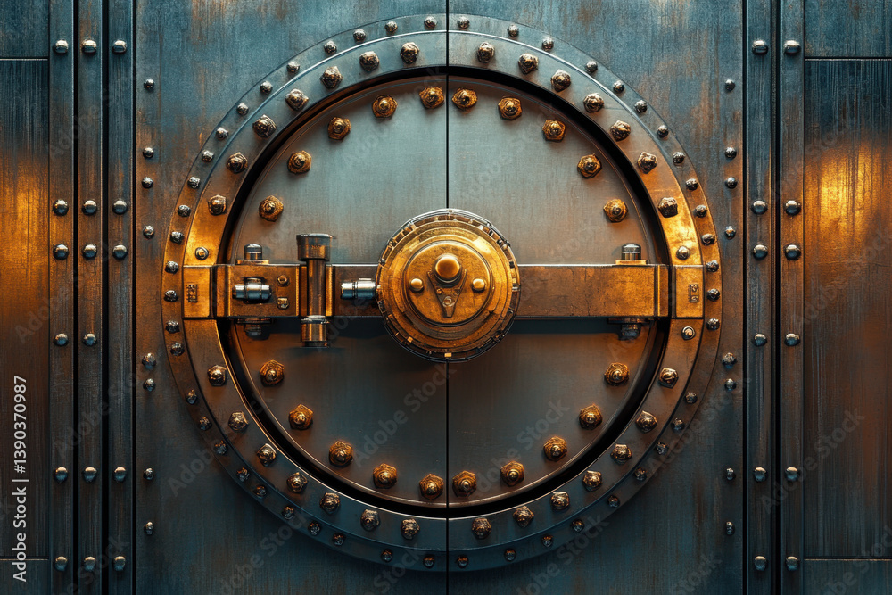 Fototapeta premium Close-up of metal door with lock.