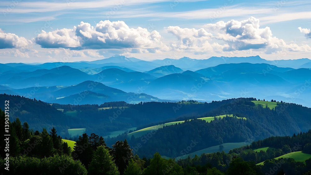 Fototapeta premium Beautiful Mountain Landscape under Blue Sky