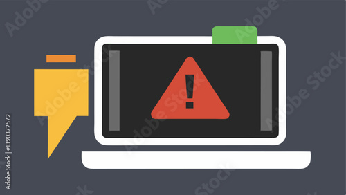Empty Battery Icon A stylized battery icon near a computer with a low battery warning sign representing the feeling of being drained and out of energy.