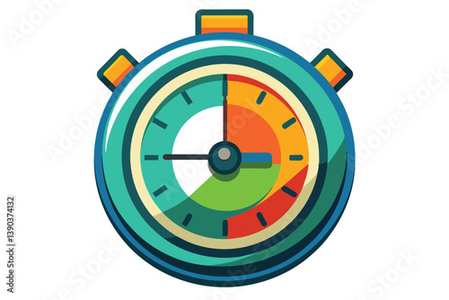Illustration of a cartoon stopwatch with a second hand and minute hand.