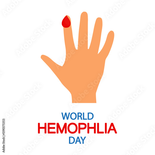 Hemophilia world day hand drop of blood, vector art illustration.