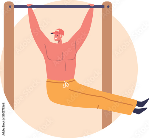 Sportsman pull-ups on parallel bars
