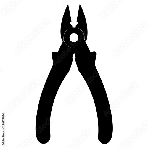 High-Quality Cable Cutter Vector Art Black Silhouette Isolated on Transparent Background