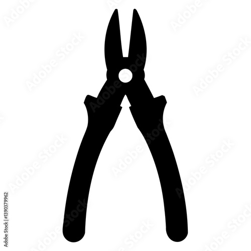Cable Cutter Silhouette Vector Illustration Black Tool Design Isolated on Transparent Background