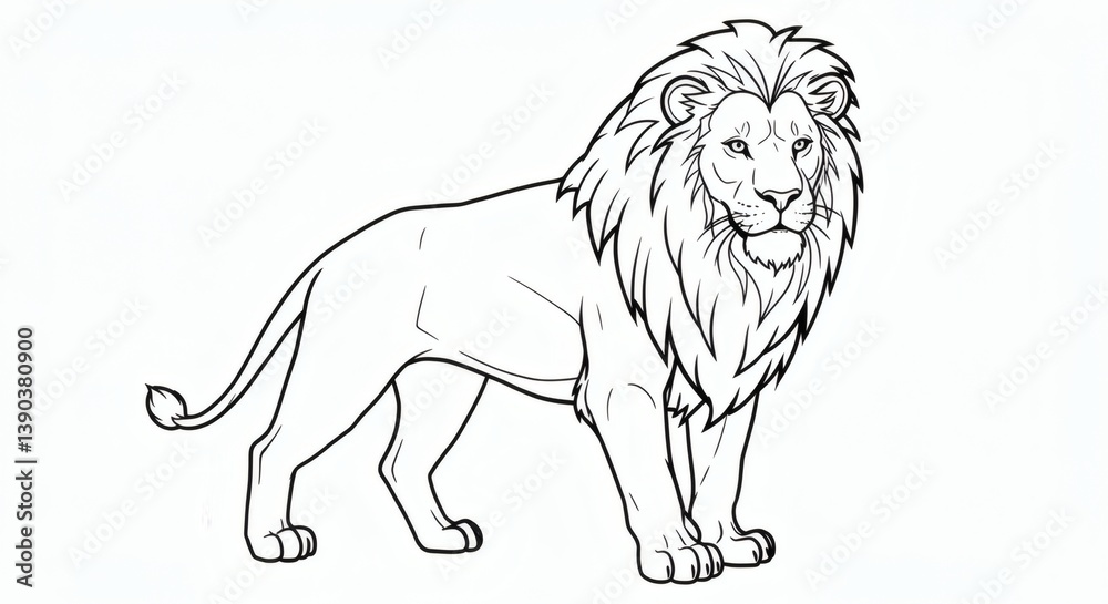 Fototapeta premium Lion Black and White Art - for coloring book