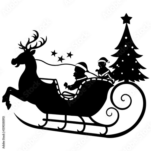Silhouette Santa's Sleigh 