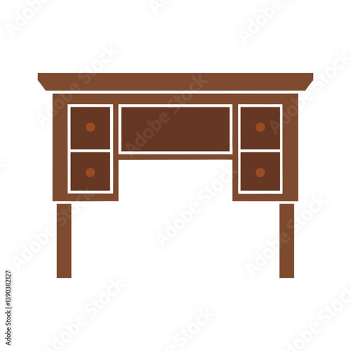 Modern Desk Vector Art Illustration, Workspace Vector, Office Desk Clipart, Flat Design Workstation, Creative Desk Graphic