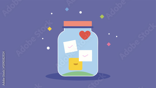 Gratitude Jar A jar filled with small notes labeled with things to be grateful for signifying the power of gratitude in cultivating happiness.
