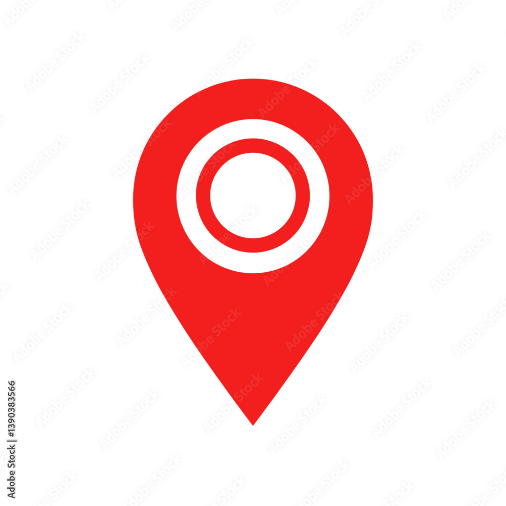 Red Location Pin: A minimalist design of a red location pin, signifying place, direction, and geographical point, presented on a clean background. Red Location Pin: A minimalist design of a red location pin, signifying place, direction, and geographical point, presented on a clean background.