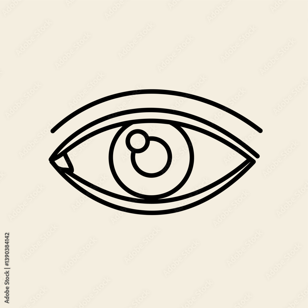 Obraz premium Eye of Insight: A minimalist line drawing of an eye, symbolizing vision, perception, and awareness, conveys a sense of focus and clarity.