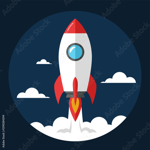 Reaching for the Stars: A vibrant illustration captures a rocket ship's powerful ascent into the vastness of space, a symbol of innovation and limitless potential.