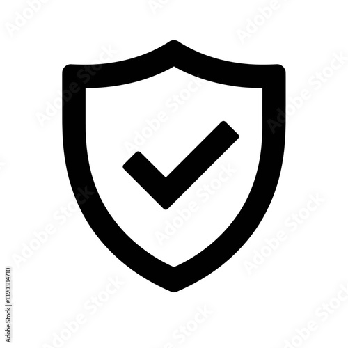 Shield of Assurance: A bold symbol of protection and endorsement, a minimalist black shield with a centered checkmark represents security and validation.