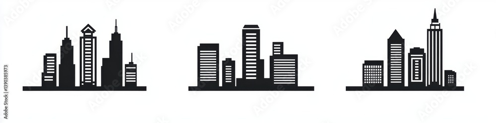 Fototapeta premium Vancouver skyline in silhouette, including its reflection. Landscape of Vancouver, British Columbia. Modern artwork