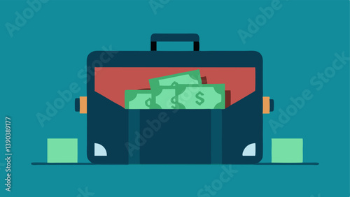 Money Briefcase A briefcase overflowing with cash sitting prominently in the center of the plan reminding the criminals of their objective.