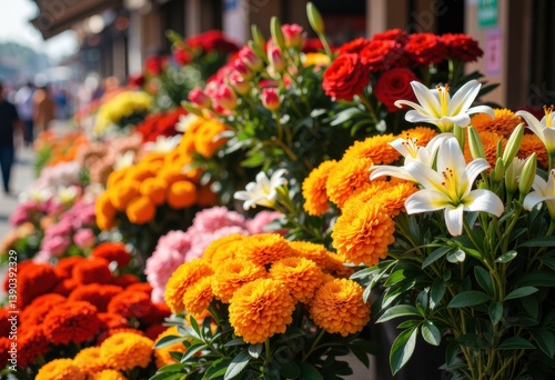 Wallpaper Mural Vibrant display of colorful flowers in a market setting Torontodigital.ca