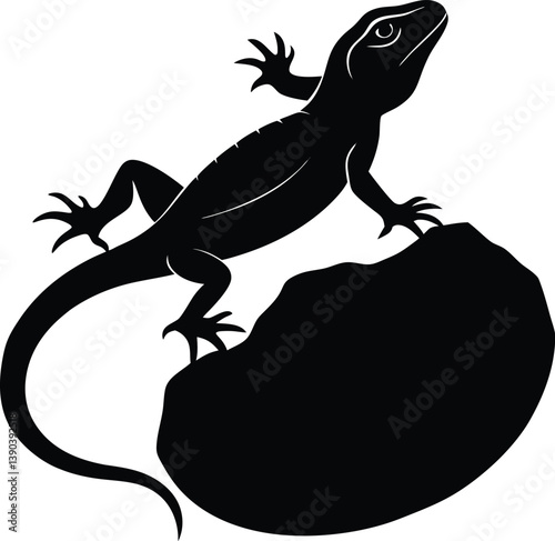 Lizard silhouette on rock eps.