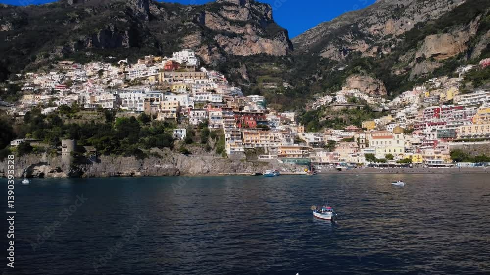 Aerial shot Positano, Amalfi coast, Italy