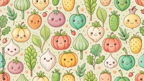 Colorful Easter Pattern with Cute Animals and Happy Faces for Kids