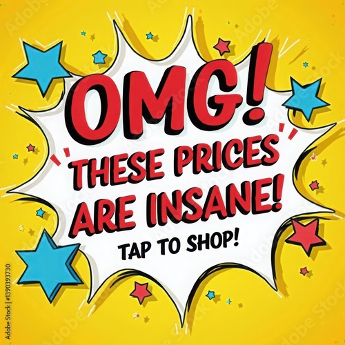 Comic Style OMG Sale Banner with Yellow Pop Art Background