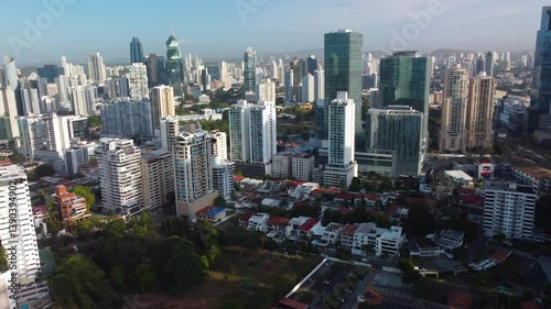 Drone view of buildings in Panama City, Panama