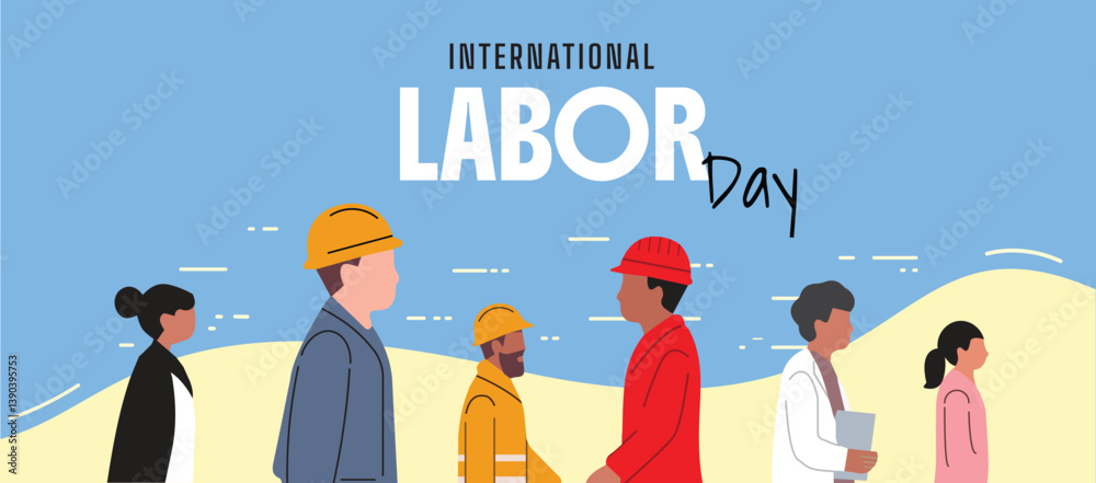 International Labor Day Workers Professions Flat Illustration