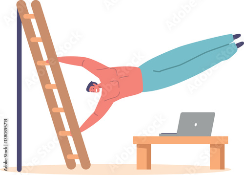 Man acrobat training online vector illustration