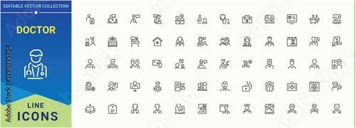 Doctor icon. Containing diagnosis, nurse, physician, hospital, health care and more. Perfect for logos and infographic. Medical icon set. Pixel perfect. Vector illustration.