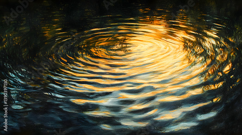 Sunlit Ripples on Water Surface Creating Tranquil Nature Scene