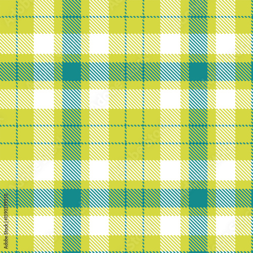 Contemporary Seamless Tartan featuring Metallic dull yellow and Smoky dark cyan Fabric Design