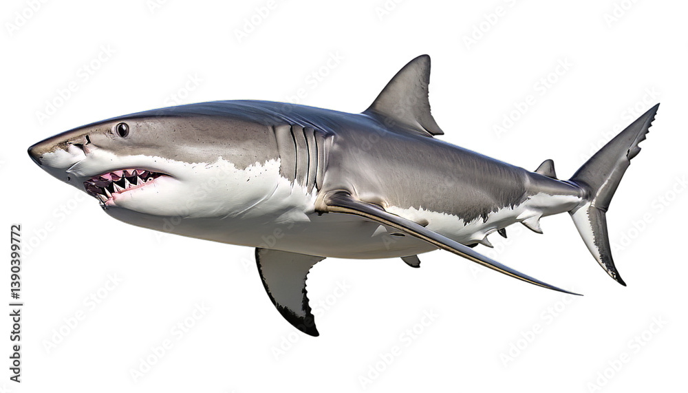 Obraz premium Powerful Great White Shark Ocean Predator Wildlife Animal Aquatic Marine Life Sea Nature Powerful Jaws Underwater World Predator Big Fish 