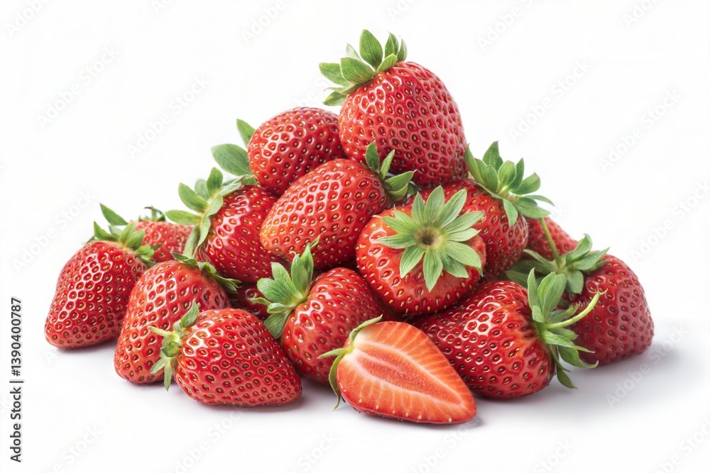 Heap of fresh, ripe strawberries, isolated on a white background. (Strawberry) Heap of fresh, ripe strawberries, isolated on a white background. (Strawberry)