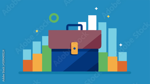 Briefcase of Money An illustration of a briefcase opening to reveal stacks of cash with a background of stock market graphs to indicate financial success.