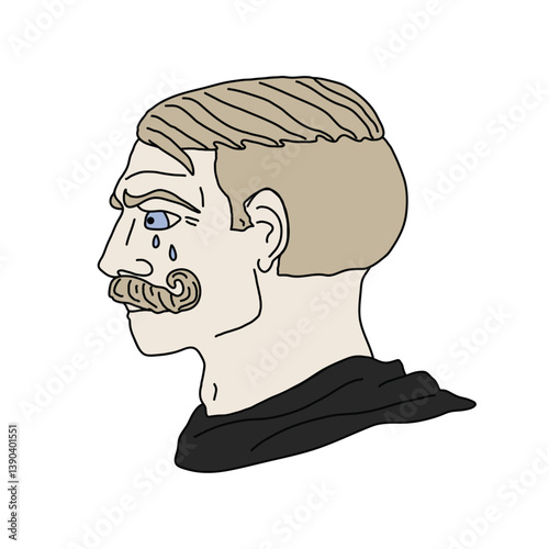 Nordic gamer vector illustration of a man isolated on white background. Internet and meme culture.	