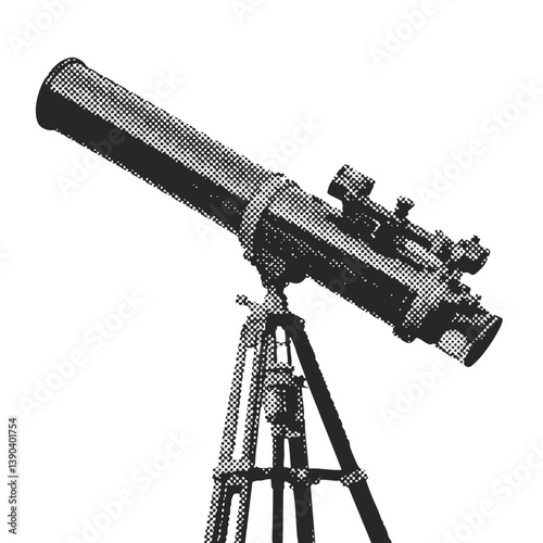 Telescope halftone grunge vector design element